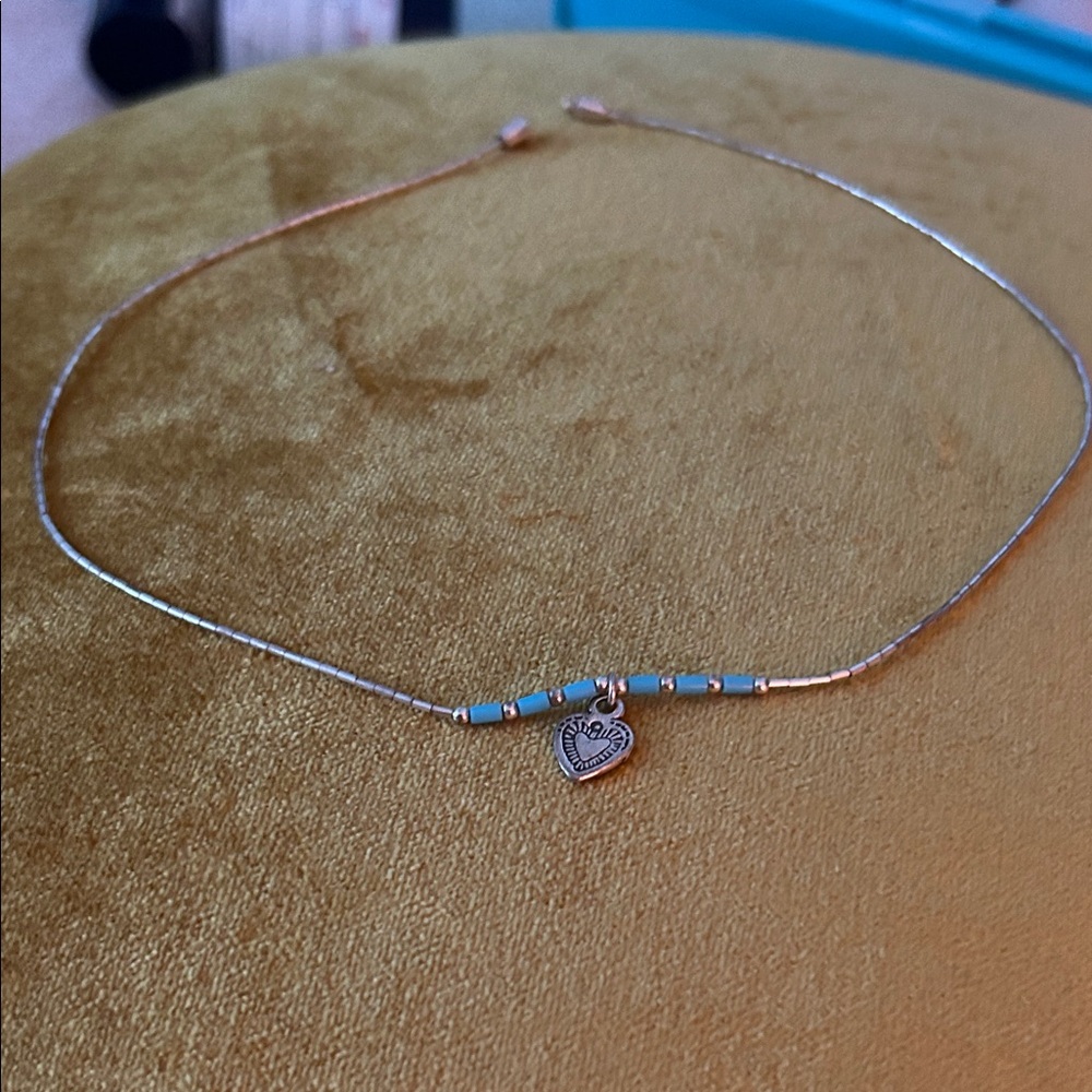Hand Crafted Silver Necklace with Blue Turquoise accents With Matching Earrings